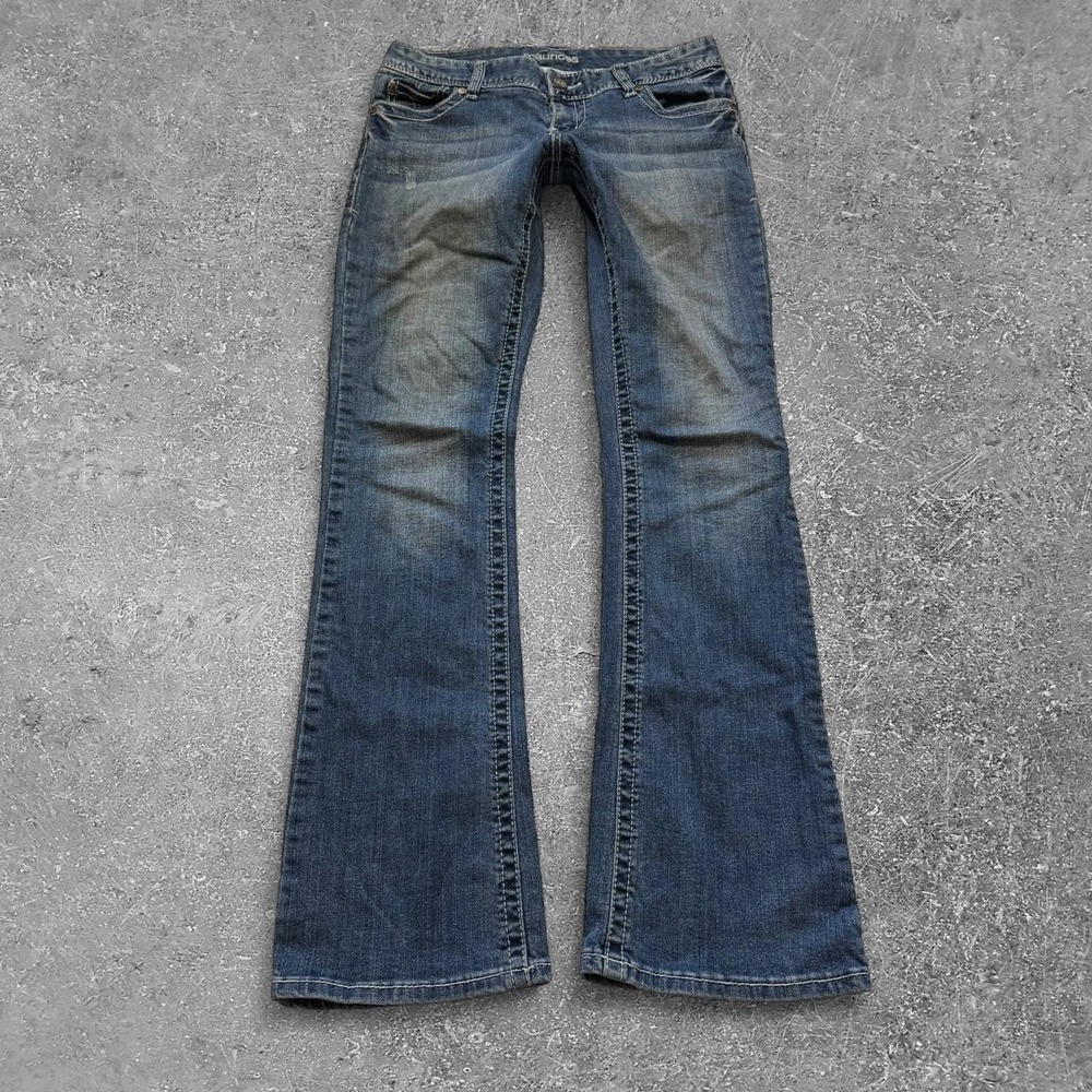 Maurices Womens Low Rise Bootcut Jeans Blue Size 3/4 REG Cotton Spandex Stretch